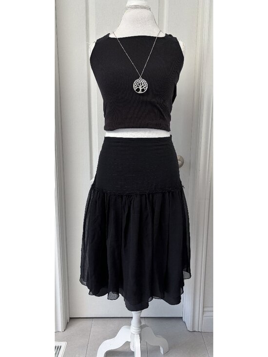 kenzie Dresses & Skirts - Kenzie 100% Silk Black Tiered Skirt | Size 10 | Romantic Goth / Dark Academia